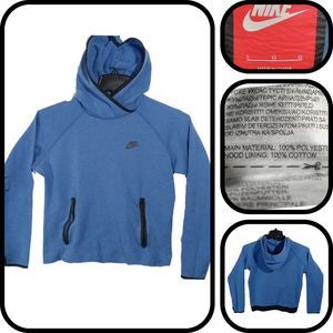 NIKE Womens Blue Pullover Tech Fleece Hoodie